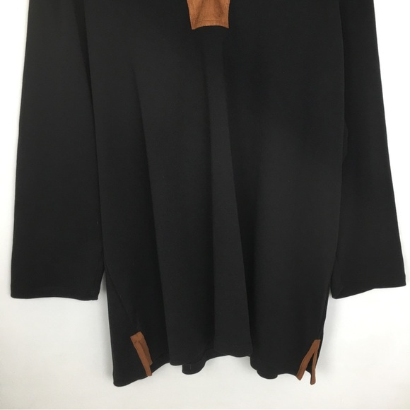 Lauren Ralph Lauren Women’s Tunic Top Black with Brown Faux Suede Trim Size 3X - Picture 4 of 12